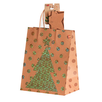 Bolsa De Regalo Nico Navidad Kraft Mediano x 1 und  