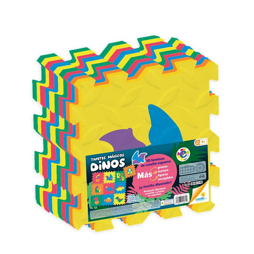 Juegos de Mesa  Tapetes Magicos Dinos Ronda Ronda Caja x 1 Elemento decorativo en caucho espuma, especial para decorar, jugar y proteger a los niños mientras estimulan la percepción de figura y fondo.Suave y seguro (Tapete armado de 83,5 cm x 83,5 cm)