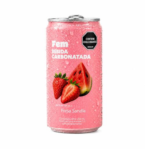 Soda FEM Empaque tipo caja rectangular.Color coralLogo “Fem” grande en color blanco al frente.Incluye ícono lateral relacionado con óvulos vaginales. x 1 undefined