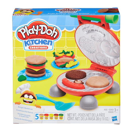 Masas Y Plastilinas Play Doh Set Hamburguesas A La Parrilla Play Doh  x 1 Este divertido set Play-Doh Kitchen Creations permite a los niños recrear la experiencia de una barbacoa, moldeando hamburguesas, hot dogs y panecillos imaginarios con masa Play-Doh colorida. ĦEl jueg