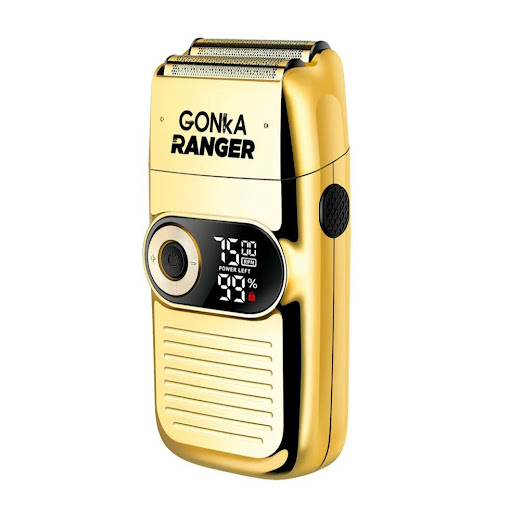Afeitadora profesional shaver Gonka Ranger Gonka Caja individual x 1 und Afeitadora profesional con motor V7, pantalla digital y diseño metálico dorado. Precisión, potencia y estilo para barberos exigentes.