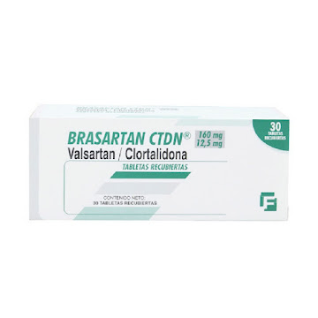 Brasartan Valsartán + Clortalidona 160/12.5mg Caja x 30 Tabletas  