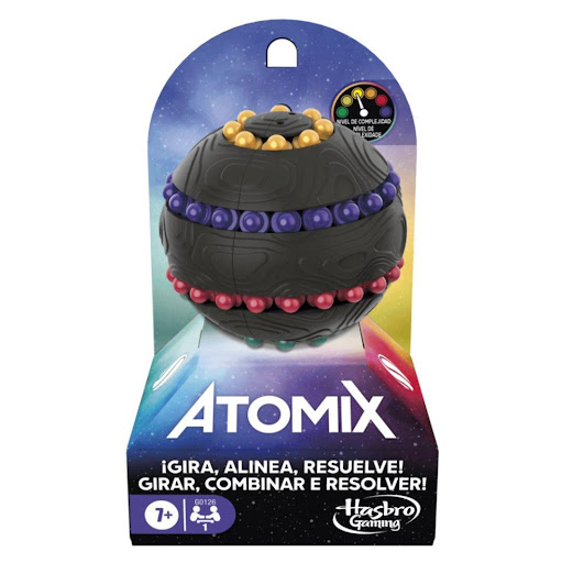 Juego De Mesa Atomix Hasbro Gaming G0126 Hasbro Gaming  x 1 El Atomix es un rompecabezas tridimensional en forma de esfera que desafía la destreza y el pensamiento lógico. Los jugadores deben alinear cuentas de colores moviéndolas a través de caminos internos 