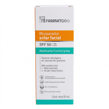 Bloqueador Solar Facial   Farmatodo Sin Color Matificante x 50 ml  
