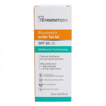 Bloqueador Solar Facial   Farmatodo Sin Color Matificante x 50 ml  