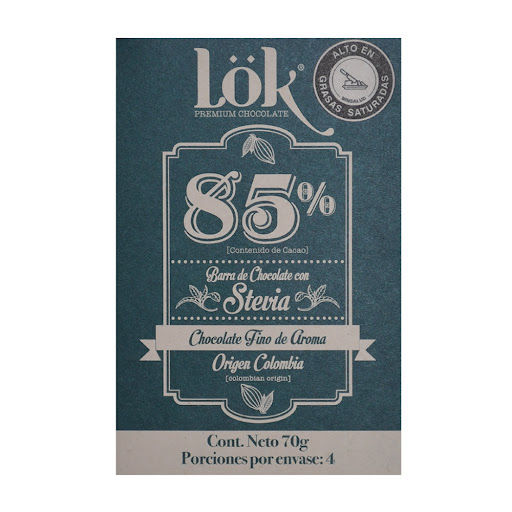 Chocolate Lok 85% Con Stevia Caja x 70 gr