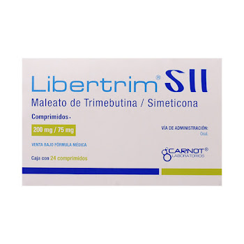 Libertrim Trimebutina   Maleato + Simeticona 200mg/75mg Carnot Caja x24 Comp  