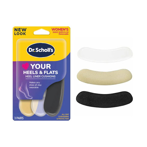 Protectores de Talón Dr. Scholl´s adhesivos en color surtidos x 6 Unid Dr. Scholl´s Caja x 6 Los protectores Dr. Scholl's Love Your HEELS & FLATS están diseñados para mujeres que sufren rozaduras en los talones al usar zapatos. Actúan como barrera entre el talón y la parte trasera del zapato,