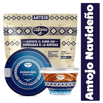 Ancheta Antojo Navideño Queso Holandés Alpina x 250 gr + Arequipe Dulce De Leche x 220 gr undefined