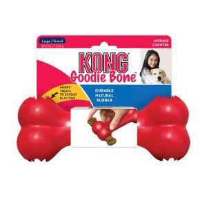 KONG C HUESO LA KONG  x 1 Juguete resistente en forma de hueso diseñado para masticadores moderados, ideal para rellenar con premios y prolongar la diversión.Características:Composición: Caucho natural duraderoDiseño: Forma de