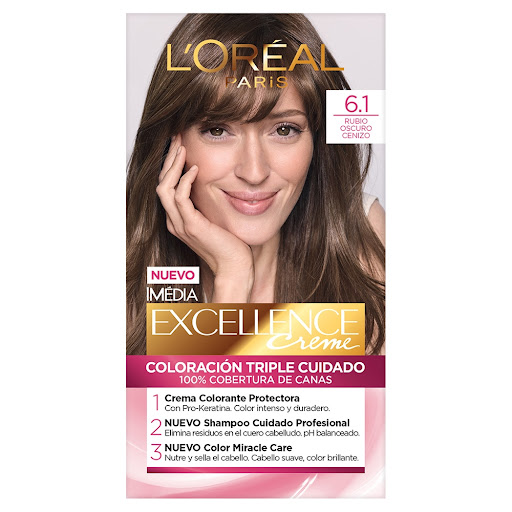 Kit Tinte Loreal Excellence Creme Rubio Oscuro Ceniza 6.1 x 1 und