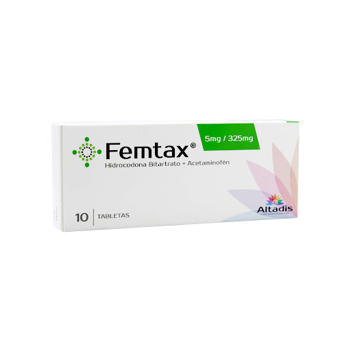 Femtax Hidrocodona   Bitartrato 5mg + Acetaminofen 325mg Altadis x 10 Tabletas