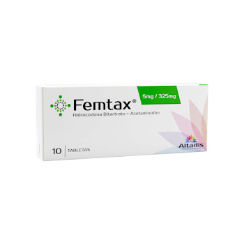 Femtax Hidrocodona   Bitartrato 5mg + Acetaminofen 325mg Altadis x 10 Tabletas  