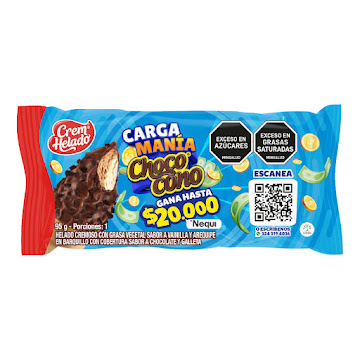 Helado Chococono Carga   Mania Vainilla Arequipe Promo x 95 gr  