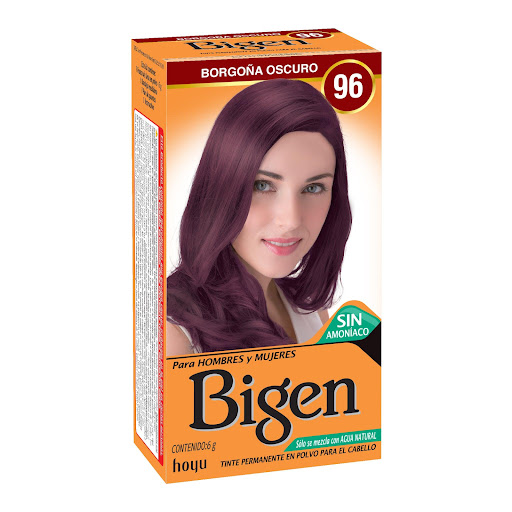 Tinte Bigen, Borgoña Oscuro Ref 96, Permanente, sin Amoniaco x 6 G Bigen Caja x 1 Tinte Permanente en Polvo,Realza el Brillo y Color Natural de tu Cabello,Se mezcla con agua y No contiene amoniaco