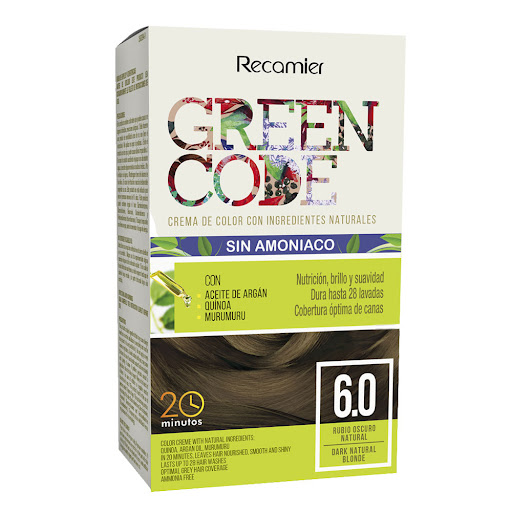 Kit Tinte Recamier Green Code Ingredientes Naturales Rubio Oscuro #6.0 x 1 und