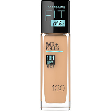 Base Fit Me Maybelline Mate y Sin Poros Envase de Vidrio Buff Beige 130 x30ml  