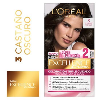 Tinte Loreal Excellence Creme 3 Castaño Oscuro x 2 und  