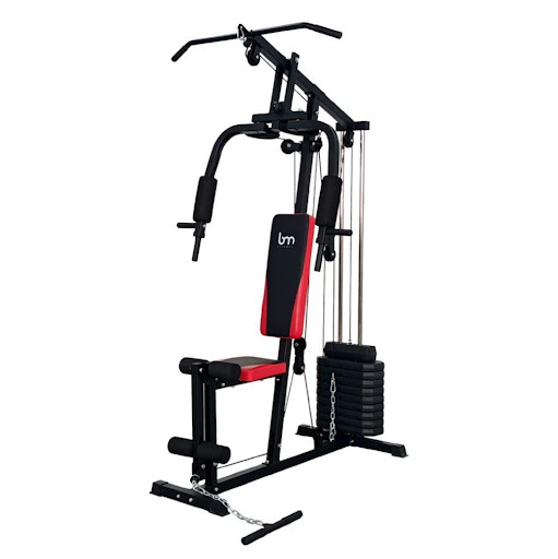 MULTIGIMNASIO BM FITNESS 519 ESTACIÓN COMPLETA BM FITNESS Unidad x 3 Lleva tus entrenamientos al siguiente nivel con el completo Multigimnasio BM FITNESS 519 esta máquina para hacer ejercicio cuenta con funciones como polea de tirón bajo baja, polea alta, extensión de 