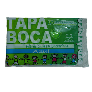 Tapaboca Pediátrico Inverfarma Azul Paquete x 12 und  