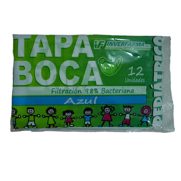 Tapaboca Pediátrico Inverfarma Azul Paquete x 12 und  