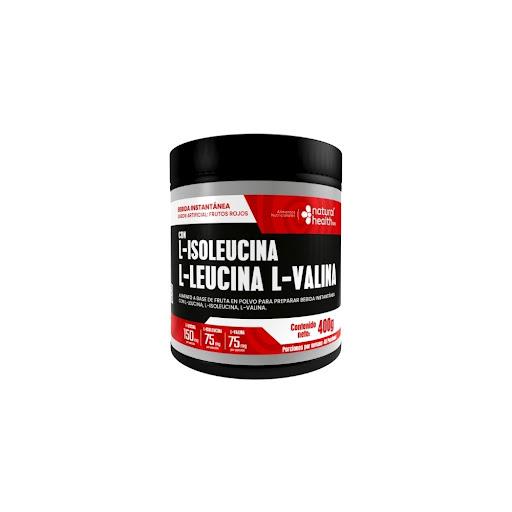 Triple L (400g) - L-Leucina, L-Isoleucina, L-Valina Natural Health POLVO x 400g Potencia tu rendimiento y recuperación muscular con esta bebida en polvo instantánea sabor a frutos rojos. Formulada con los tres aminoácidos de cadena ramificada esenciales (BCAA): L-Leucina (150 mg)
