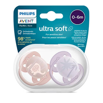 Chupo Entretención Avent Ultra Soft 0-6m Elefante/Palmera x 2 und  