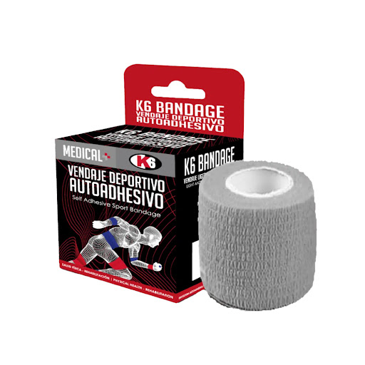Vendaje Deportivo K6 Autoadhesivo 5cm x 4.5mt Color Gris x 1 und