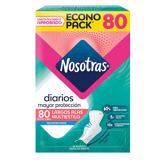 Protectores Nosotras Largos Alas Multiestilo Caja x 80 und