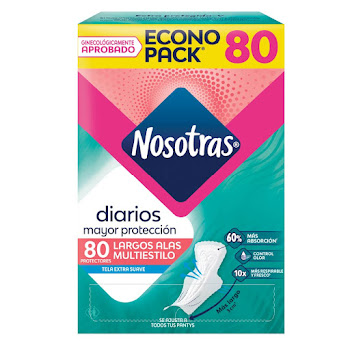 Protectores Nosotras Largos Alas Multiestilo Caja x 80 und  
