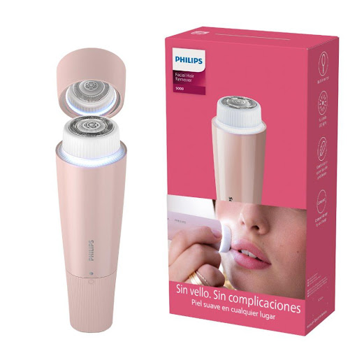 Philips Ladyshaver Series 5000 Eliminador facial BRR454/00 Philips Caja x 1 Para el vello en el mentón, las mejillas y arriba de labio superiorCon espejo y luz LEDPara el vello en el mentón, las mejillas y arriba de labio superior1 pila alcalina AAElimina con suavidad hasta l