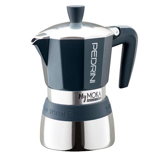 Cafetera 6 Tazas Induction Mymoka Pedrini Caja x 1 Caldera patentada doble pared, para el sabor tradicional del café italiano.Diseño patentado por PedriniInterior en aluminio, exterior en acero inoxidable
