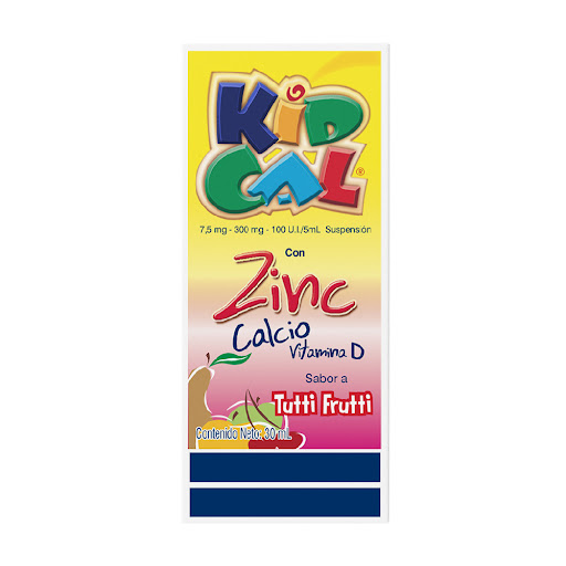 KidCal TutiFrutti Zinc + Calcio 7,5mg/300mg Farma de Colombia Frasco x 180 ml