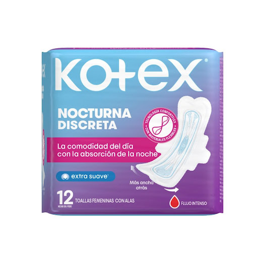 Toalla Higiénica Kotex Ultrafina Nocturna Paquete x 12 und
