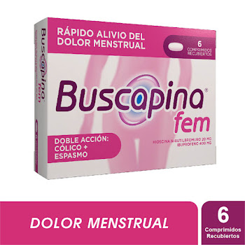 Buscapina Fem Hioscina + Ibuprofeno 20mg/400mg Caja x 6 Comprimidos  