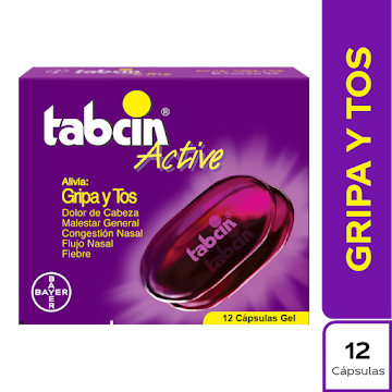 Tabcin Active Acetaminofén + Fenilefrina 250 mg Bayer Caja x 12 Cápsulas  