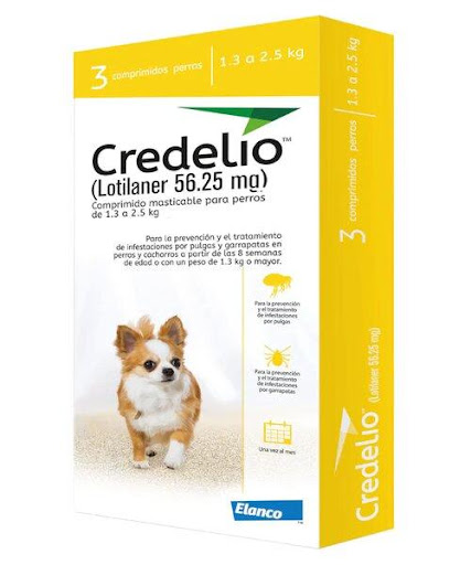 CREDELIO AMARILLO (1.3 - 2.5 KG) 3 TABLETA Elanco  x 3  
