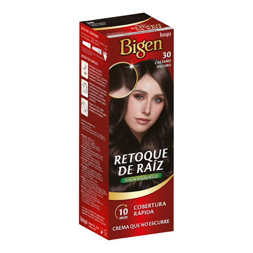 Tinte Retoque de Raiz Bigen Ref 30 Castaño Oscuro, sin amoniaco x 40 grs c/u Bigen Caja x 1 undefined