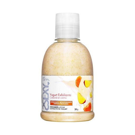 YOGURTH EXFOLIANTE CORPORAL PURE SEDUCTION(AMARILLO) 300g L´MAR SPA 300gr x 1 El yogurt Exfoliante de L´MAR elimina las células muertas de la piel produciendo un EFECTO RETEXTURIZANTE y de extrema tersura al combinar el extracto de yogurt y el KARITÉ, reconocidos por su acción 