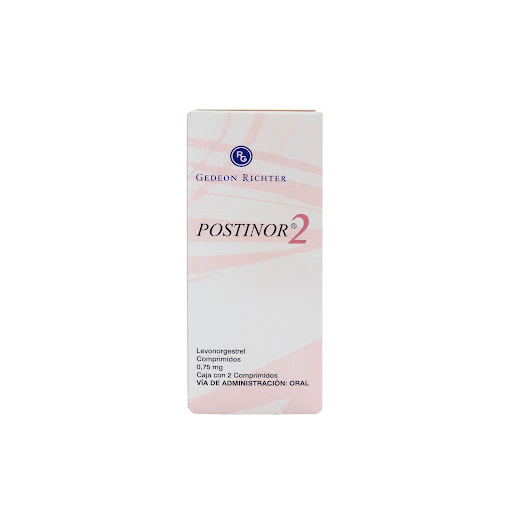 Postinor 2 Levonorgestrel 0.75 mg Gedeon Caja x 2 Comprimidos