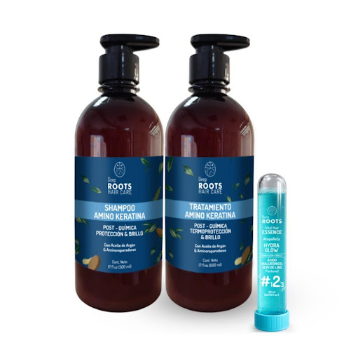 Kit AminoLiso extremo DEEP ROOTS LIQUIDO x 1 El combo perfecto para un cabello más liso, brillante y sin frizz. Ideal para mantener procedimientos de keratina y potenciar un efecto espejo con hidratación y suavidad extrema.