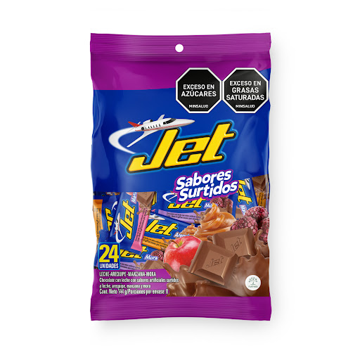 Chocolatina Jet Con Leche Sabores Surtidos x 24 und