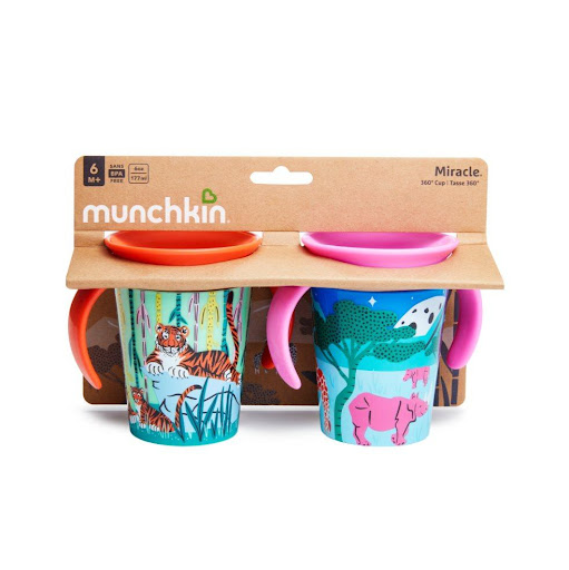 Vaso Entrenador Decorado Miracle 360° X 2 6 Onzas Munchkin Munchkin Set x 2 La taza Miracle 360 WildLove para niños pequeños presenta especies importantes y queridas. Su embalaje es completamente reciclado y reciclable: cuando termines de usarlo, recíclalo. El borde de 360 gr