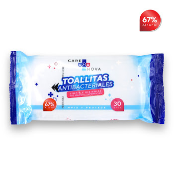 Toallitas Húmedas Nova Care Antibacteriales con Alcohol Paquete x 30 und  