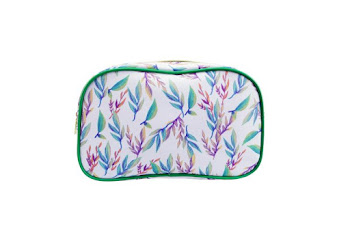 Cosmetiquera Novaway   Color Blanco Con Impresión De Flores X1und 