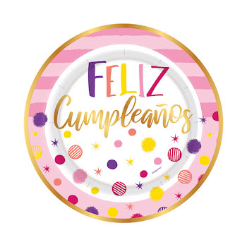 Platos Sempertex Feliz Cumpleaños Fiesta Destellos x 8 und  