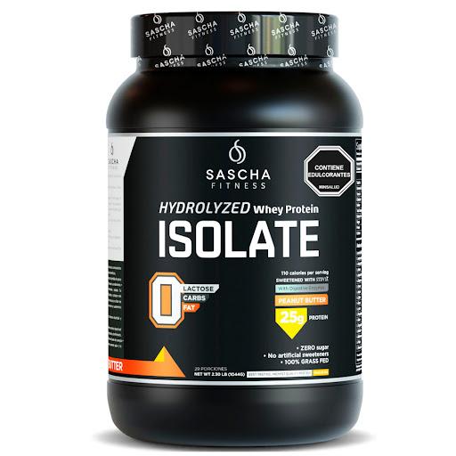 Proteina Isolate Mani SASCHA FITNESS Tarro x 1 aislado de proteina de suero hidrolizado facil de mezclar, para hombres y mujeres, contiene 25 gr de proteina, 0 gr carbohidratos, 0 grasas, 0 azuca. Puedes usarlo para elaborar tus recetas preferenci