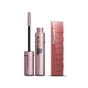 Combo Máscara Pestaña Sky high Waterproof + Labial Super Stay Vinyl Ink Cheeky  