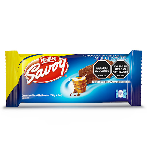 Chocolatina Savoy Chocolate con Leche Paquete x 130 gr