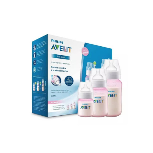 Phillips Avent Set Tetero Anticólico Rosa Triple Pack SCY119/19 Avent Caja x 6 El Kit con 3 Biberones Anticólicos Clásico presenta un diseño exclusivo antigoteo, fácil y práctico de montar. Su limpieza es sencilla gracias a su reducido número de piezas separadas, boca ancha y es